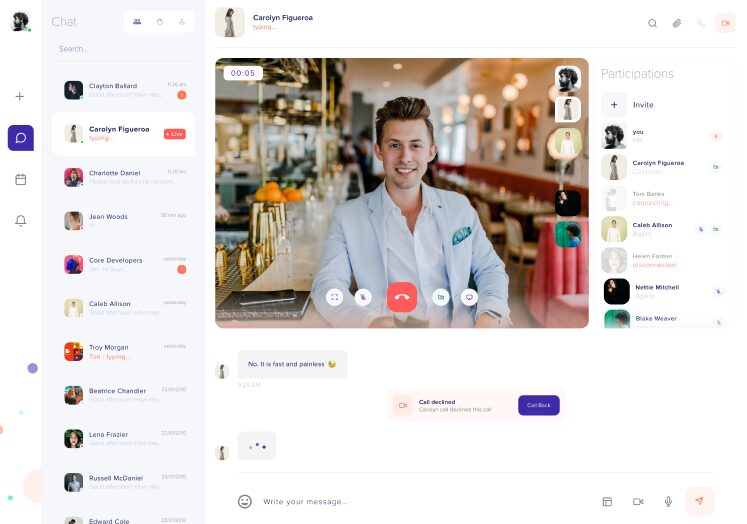 Tetherfi Team Collaboration product interface